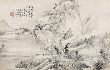  山水 镜片 水墨纸本