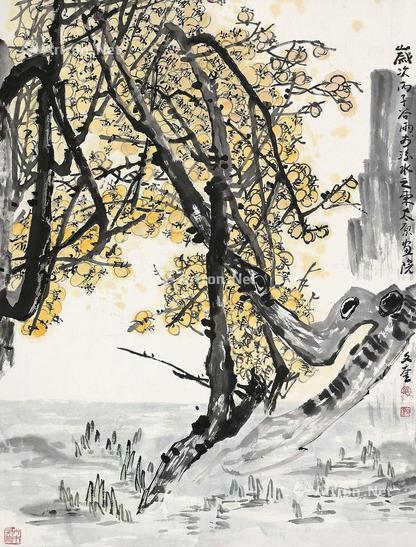  梅花 立轴 设色纸本