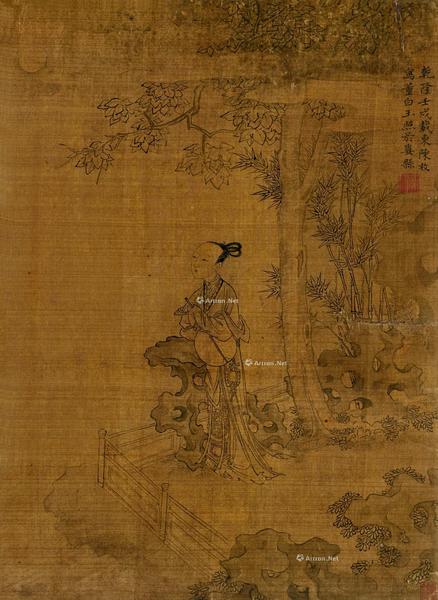  1742年 董白玉照 立轴 水墨绢本