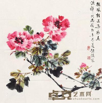 微风轻送染衣来 镜芯 设色纸本 68×67cm