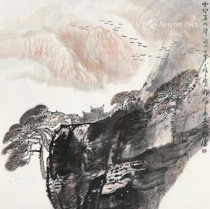  山水 立轴 设色纸本
