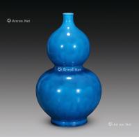  清 孔雀蓝釉葫芦瓶