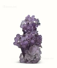  紫晶雕葡萄瓶