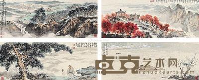 山水(唐人诗意) (四帧) 镜框 设色纸本 49.5×70cm×4