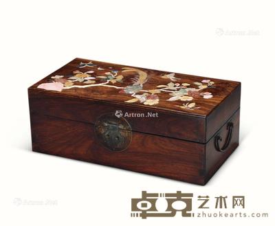  花梨百宝嵌书盒 长38cm
