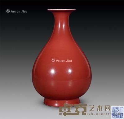  清 霁红玉壶春瓶 高30cm