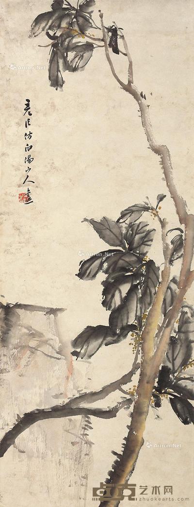 花卉 镜片 设色纸本 82×31cm