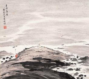  平沙落雁 立轴 设色纸本