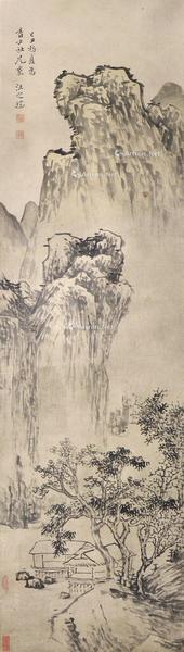  溪山图 立轴 设色纸本