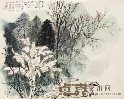 癸亥（1983）年作 幽林 镜片 设色纸本 25.5×32.5cm