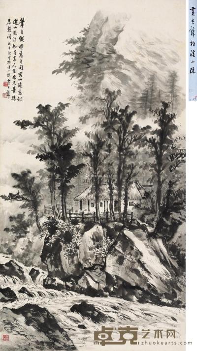  戊申（1968）年作 柏溪小隐 立轴 水墨纸本 134×68cm