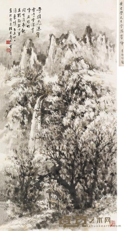  乙丑（1985）年作 雪满群峰 立轴 设色纸本 121×60cm