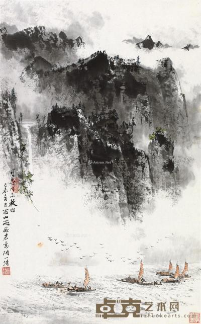  己未（1979）年作 山雨欲来 镜片 设色纸本 95×59cm