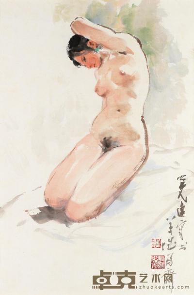  裸女 镜片 设色纸本 66×43cm
