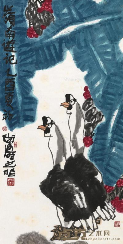  乙酉（2005）年作 岭南游记 镜片 设色纸本 137×68cm