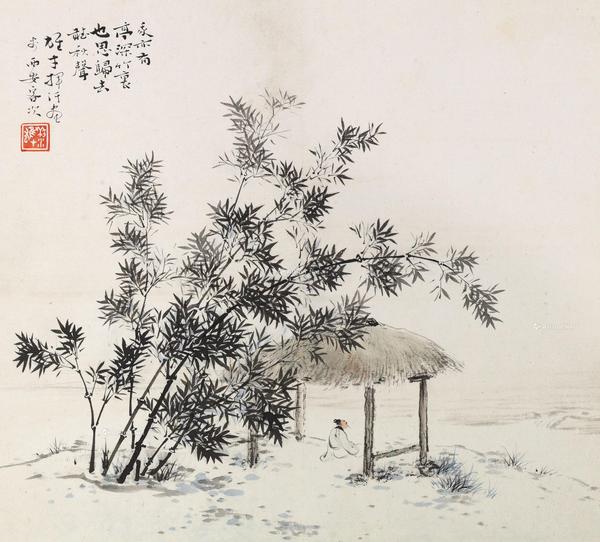  赏竹图 镜片 设色纸本