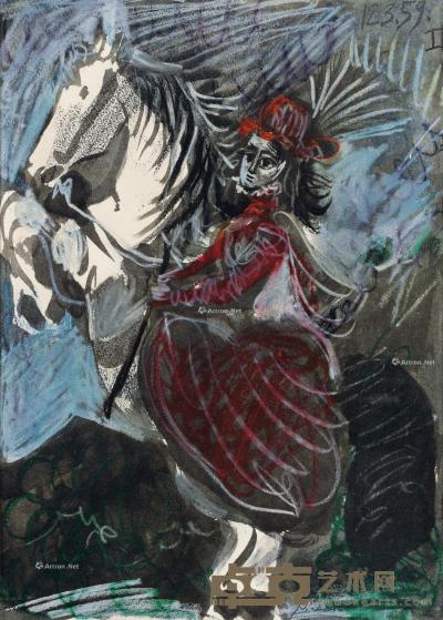  红衣骑士 纸本版画 36×26cm