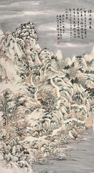  1924年作 溪山积雪 轴 设色纸本