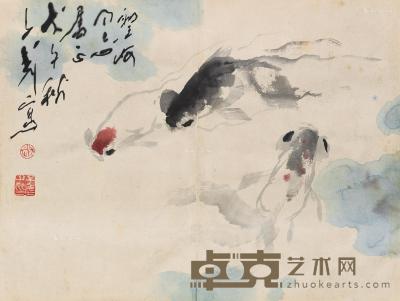  戊午（1978）年作 鱼乐图 镜片 设色纸本 32×42cm