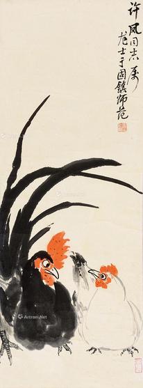  双吉图 立轴 设色纸本