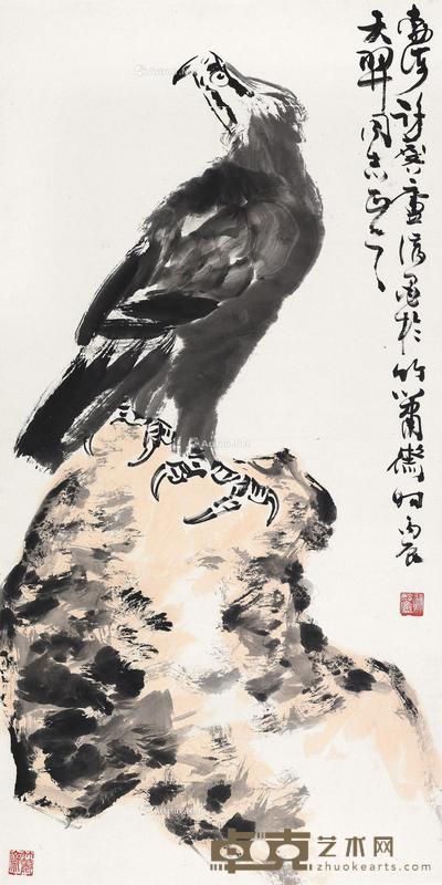  丙辰（1976）年作 英雄独立 镜片 设色纸本 137.5×68cm