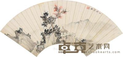 山亭清旷 扇面 设色绢本 18×50cm