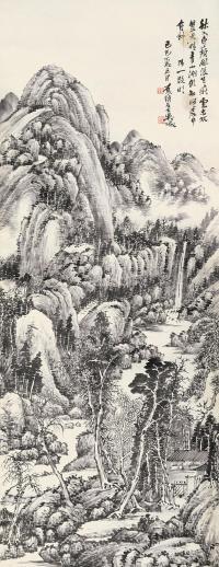  1929年作 青山湖外 立轴 水墨纸本