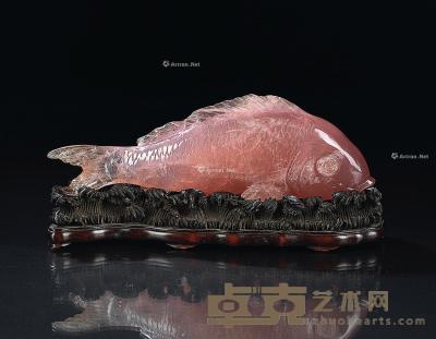 * 清 粉水晶鲤鱼摆件 长25.5cm