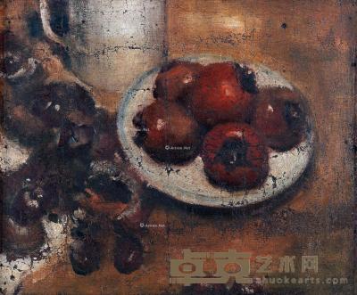  1937年作 柿子和粟子 布面 油画 33×40cm