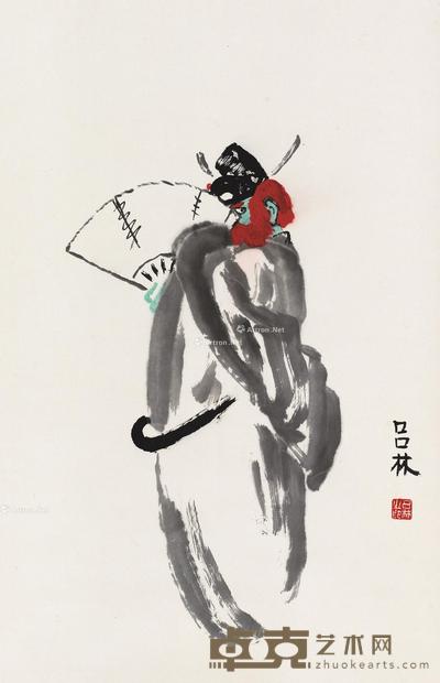 执扇钟馗 立轴 设色纸本 67×43.5cm