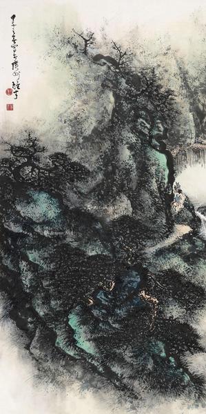  甲子（1984）年作 深山跃马 镜片 设色纸本