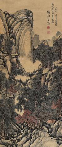 * 壬申（1692）年作 深山禅院 立轴 设色纸本