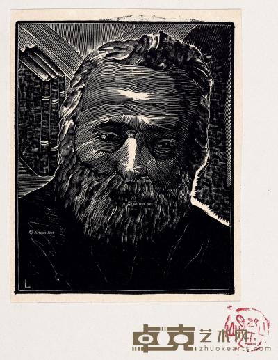  1934年作 屠格涅夫像 纸本 木口木刻 8.5×7cm