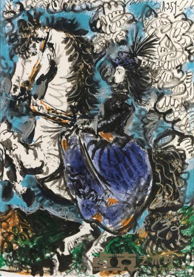  紫衣骑士 纸本版画 36×26cm