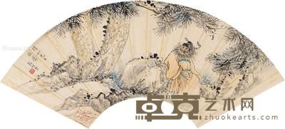 钟馗纳凉图 镜片 设色纸本 17×50cm