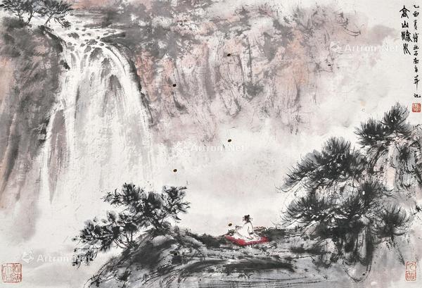  高山流水 立轴 纸本设色