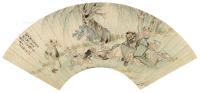  丙辰（1796）年作 钟馗醉酒 镜片 设色笺纸