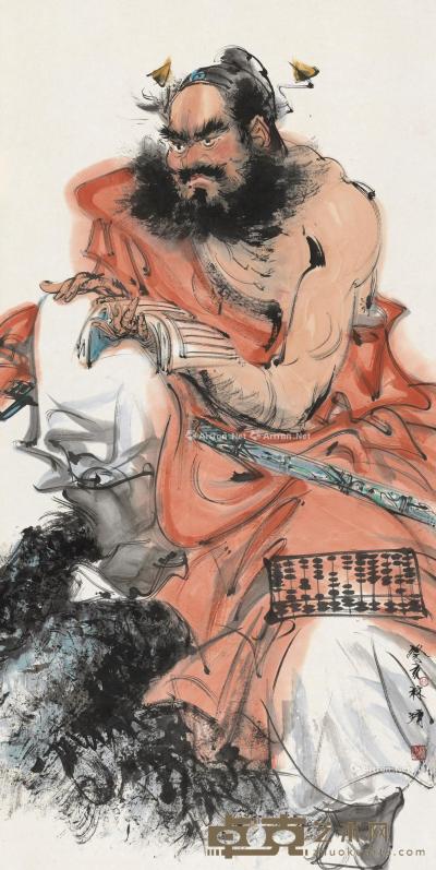  癸亥（1983）年作 红衣钟馗 立轴 设色纸本 134.5×67cm