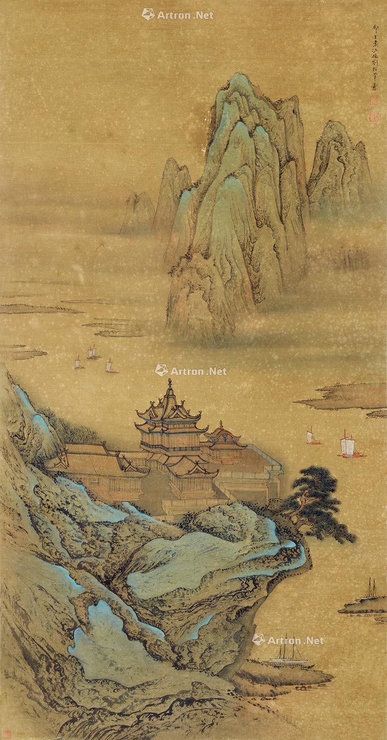 刘松年笔意 立轴 设色绢本