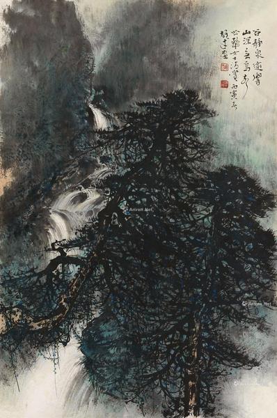  丙寅（1986）年作 谷静泉逾响 镜片 设色纸本