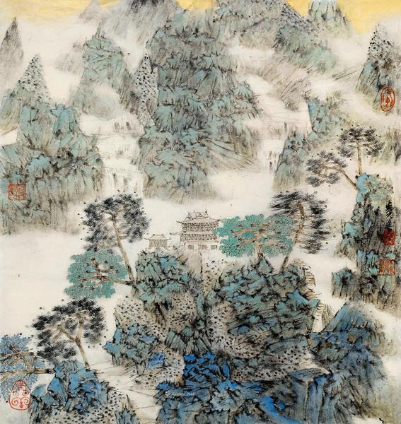  南山飞瀑 镜心