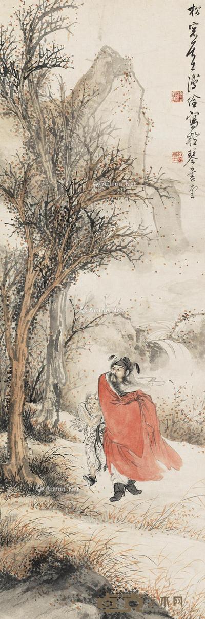 红袍钟馗 立轴 设色纸本 99×32cm