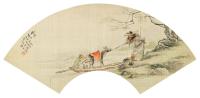  甲寅（1914）年作 晚渡春江图 镜片 设色绢本