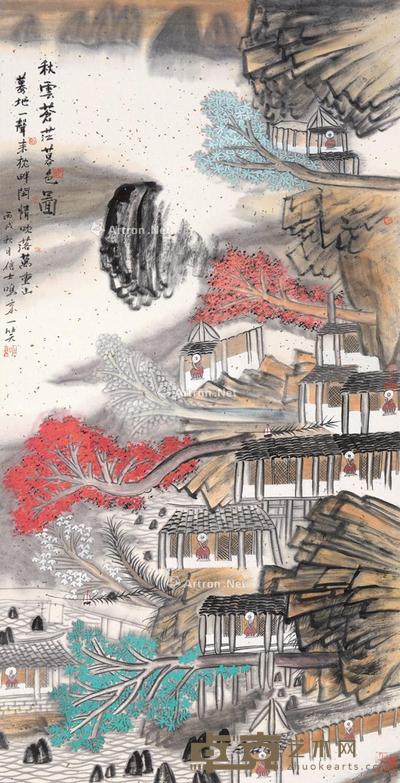 2006年作 秋云暮色 立轴 设色纸本 132×66cm