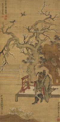 * 壬申（1692）年作 钟馗吉庆 立轴 设色绢本