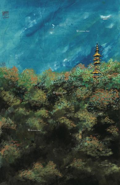  1979年作 塔 纸本设色