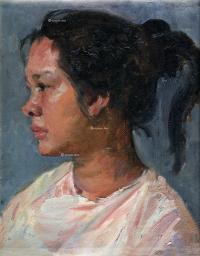  1957年作 女肖像 木板 油画
