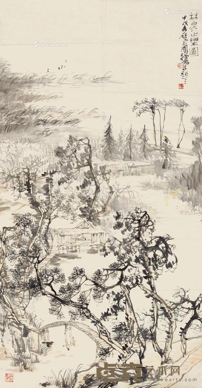 1994年作 林泉之乐 镜片 设色纸本 136×69cm