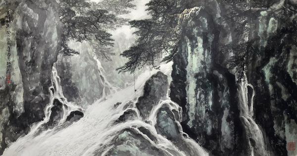  百川归流 镜片 设色纸本