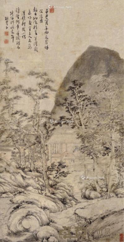  1661年作 清雅轩图 立轴 水墨纸本 77×39cm